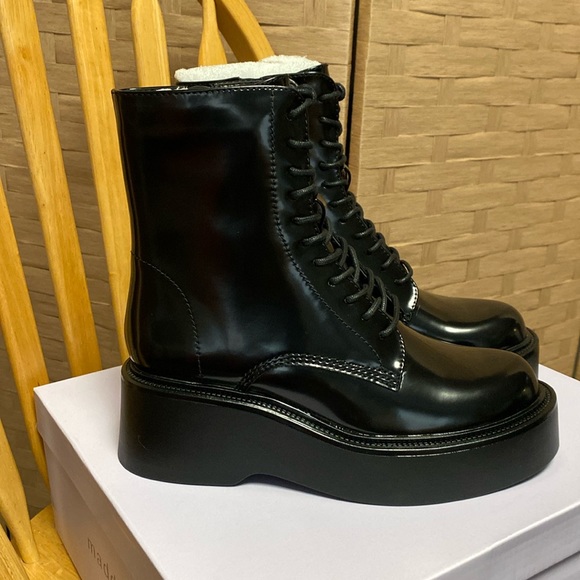 Madden Girl Shoes - NWB 8 Madden girl 2” platform black shiny zipper side combat moto boots